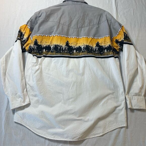 Vintage 90's Pearl Snap Western Rodeo Shirt Men's XL - Picture 6 of 6
